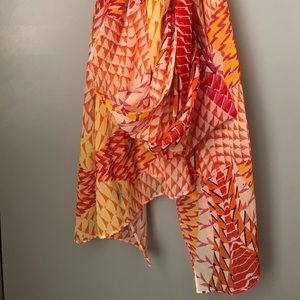 Echo vibrant geometric patterning long scarf